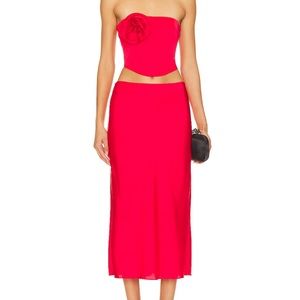 NWT REVOLVE X NBD "CHIARA MIDI SKIRT" IN RED - XXS